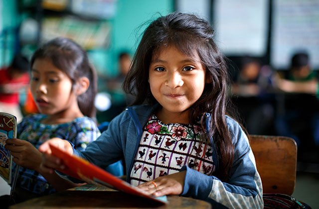 Girl at the Chacaya school, a partner school in Child Aid's literacy and education programs.